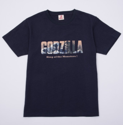 Discharge-dyed logo T-shirt - Thirty-six Views of Mount Fuji/Navy TOHO Godzilla-image