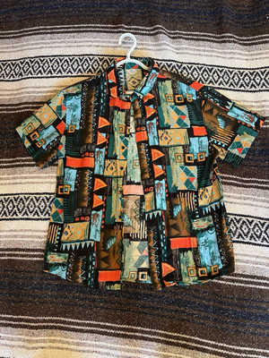 Cool Retro Vintage Element Art Print Men's Button Up Hawaiian Lapel Shirt Tops-image