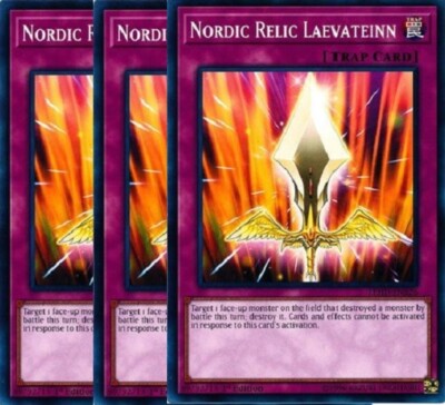 Yugioh - Nordic Relic Laevateinn x 3 - 1st NM - Free Holographic Card-image