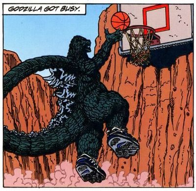 Godzilla # 12 - 8 x 10 Tee Shirt Iron On Transfer playing basketball-image