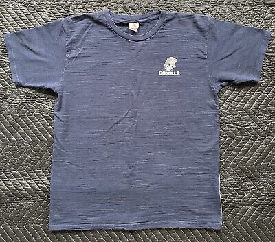 Godzilla Shirt Blue Toho Ukiyoe Wave Attack Rare Print Japan Mens Size XXL-image