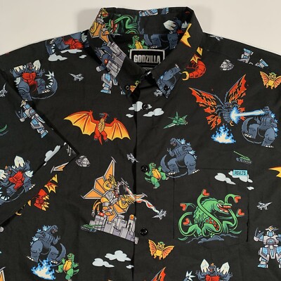 RSVLTS Godzilla Kaiju Chaos 2.0 Kunuflex Button Shirt Mens XL X-Large-image
