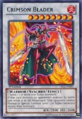 Yugioh - Crimson Blader - 1st Edition - Rare NM - Free Holographic Card-image