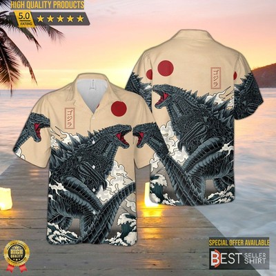 3D King Of Monster Godzilla Japanese Gojira Hawaiian Shirt Vintage Hawaii Beach-image