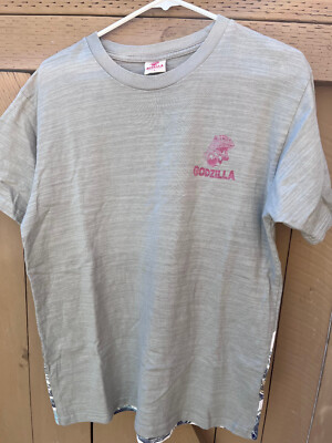 Godzilla Toho Co. Kanagawa Big Wave Graphics Light Gray Tshirt - Men's Sz L-image