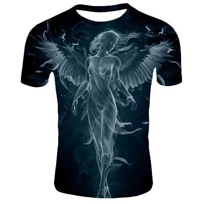 Cartoon Printed Loose Fit Short Sleeve T-shirt for Teens, U-neck Lightweight Pol-image
