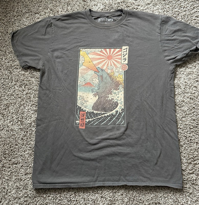 Godzilla King Kaiju Retro Gray T-Shirt Tee - Mens Size Large-image