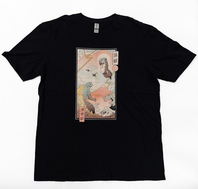 GODZILLA x KONG New Empire GRAPHIC T-Shirt GILDAN Black XL Japanese Scroll Art-image