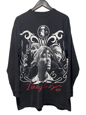 Vintage 90s Tupac Shakur Rap Tee 2Pac Long Sleeve T Shirt Men’s Size XL RARE-image