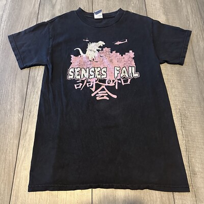 Vintage Senses Fail Godzilla Band T Shirt Y2K RARE Vintage Size S Post Hardcore-image