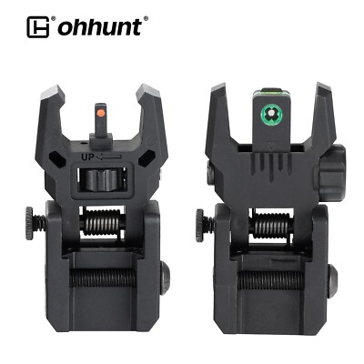ohhunt Flip-up Front and Rear Sight Fiber Optics Sight Polymer Picatinny Mount-image