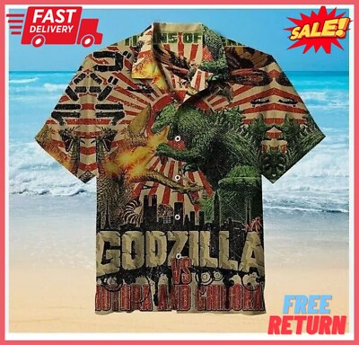 Godzilla Vs Mothra And Ghidorah Unisex Hawaiian Shirt Full Size S-5xl NEW-image