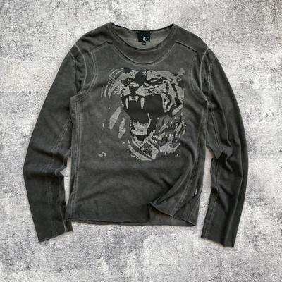 Rare Just Cavalli Y2K Long Sleeve Shirt Tiger Big Logo Size 48 Vintage-image