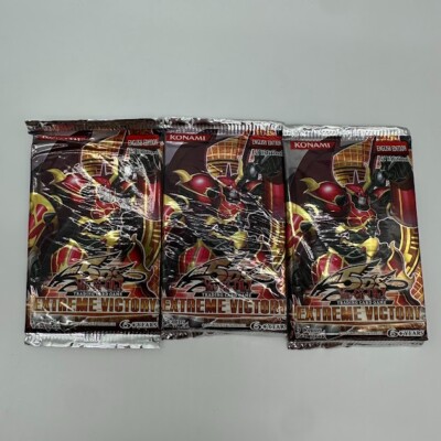 3x Yugioh Extreme Victory 5D'S 1st Edition Sealed Booster Packs UNWEIGHED-image
