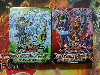 Yugioh 5d's Yusei Fudo Duelist Pack Collection Tin X2 Red and Green Empty-image