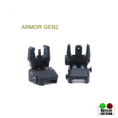 Armor Gen2 Polymer Foldable Fiber Optics Sight Flip-up Front Rear Sights-image