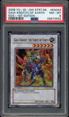 2008 YugiOh STRT.DK. #EN042 Gaia Kngt/Fc. Of Earth 5D'S- 1st Edition PSA 8 -image
