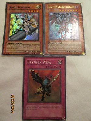 Yu-Gi-Oh Foil Cards Lot of 3 Red-Eyes Zombie Dragon Road Synchron & Gryphon Win -image