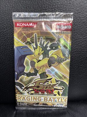 YUGIOH 1st EDITION 5DS RAGING BATTLE - ENGLISH SEALED BOOSTER PACK 2009.-image