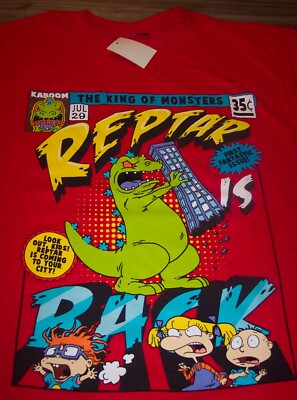 Nickelodeon Rugrats REPTAR DINOSAUR as Godzilla T-Shirt MEDIUM NEW w/ TAG 1990's-image