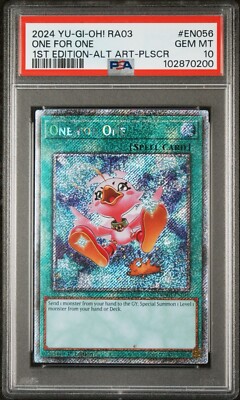 2024 PSA 10 YUGIOH RA03 BONANZA PLATINUM SECRET RARE ONE FOR ONE ALT ART 💫-image
