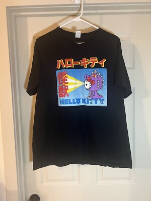 Japanese Sanrio Hello Kitty Monster Godzilla Dragon Indie Cute T Shirt Big L-image