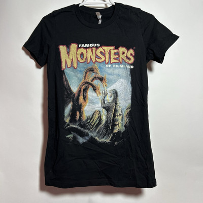 Famous Monsters of Filmland Godzilla battling King Ghidorah shirt. Ladies large-image