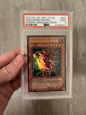 YUGIOH PSA 9 2003 Amazoness Swords Woman MFC-061 Ultra Rare 1st Edition-image