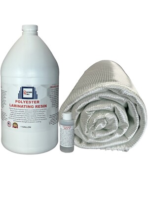 Polyester Resin 1 Gal  1708x38x5 Yard Biaxial Cloth Boat Auto RV Canoe Tub Pool-image
