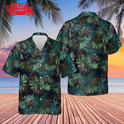 Godzilla Shirt, Godzilla HAWAIIAN Shirt, Godzilla Button Shirt US Size S-5XL NEW-image