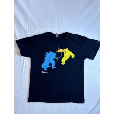 Gildan Godzilla x King Kong Black Short Sleeve Shirt Movie Promo Men's Large *-image