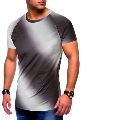 Gradient Short Sleeve T-Shirt for Teens - Slim Fit Round Neck Youth Fashion Tee-image
