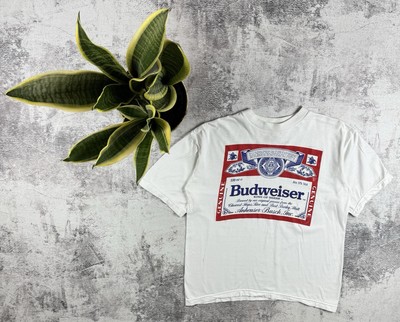 Vintage BUDWEISTER 90s Beer Humor Crazy Thrashed White Merch Jersey T Shirt Tee-image
