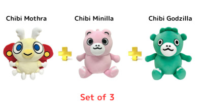 Godzilla Movie Monster Chibi Series Set of 3 (Mothra / Minilla / Godzilla) Plush-image