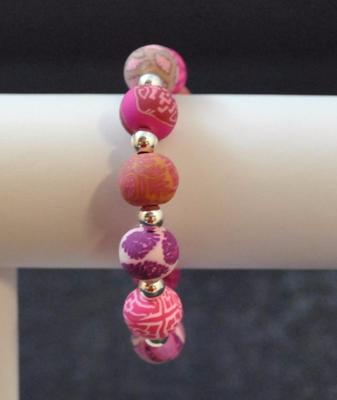 Jilzara Berry Medium Silverball Stretch Polymer Clay Bead Bracelet Handmade R9-image