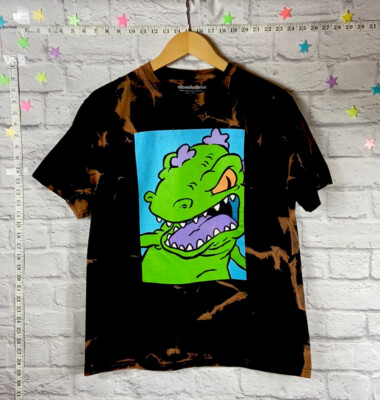 Repurposed Reptar T-Shirt Handmade Reverse Tie Dye Men’s L-image