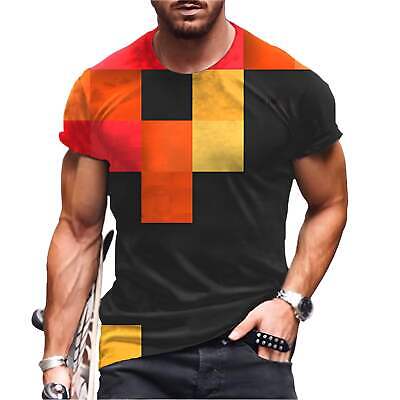 Short Sleeve Geometric Print Men's Shirt Polyester Fiber Casual Stylish Summer T-image
