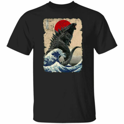 Godzilla and the Wave Men T-Shirt Funny Tee Gift 2021, Size M - 3XL-image