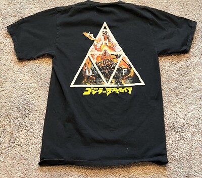 HUF x Godzilla Triangle Black Mens Small Shirt Anguirus TOHO T-Shirt-image