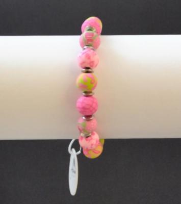 Jilzara Paisley Pink Petite Keepsake Bracelet Polymer Clay Beads Handcrafted O3-image