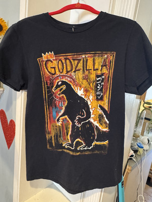 Godzilla x Basquiat Crown Toho Brand Black T Shirt size S-image