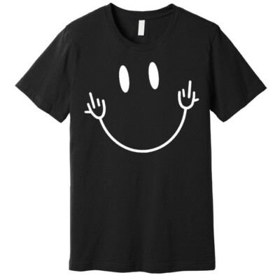 Funny Smiley Middle Finger Smile Face T-Shirt-image