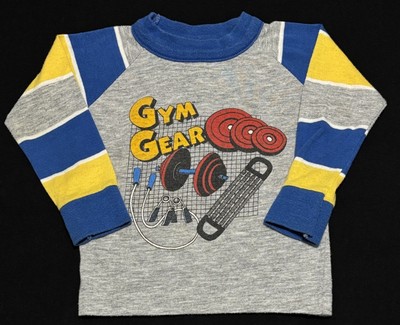 Godzilla Vintage 80s Gym Graphic Pajama PJ Top Long Sleeve Shirt Boys 2T-image