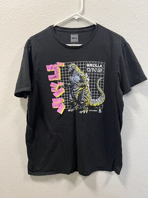 Retro Godzilla Tokyo Japan Black Cotton Graphic Tee/T-Shirt Mens Size L-image