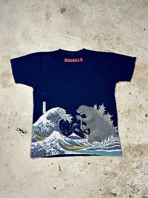 Vintage Y2K Godzilla Toho Co Navy T Shirt Tee-image
