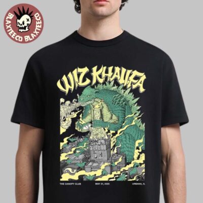 Wiz Khalifa Urbana Illinois 2025 On May 2025 Godzilla Smoking Unisex T-Shirt-image