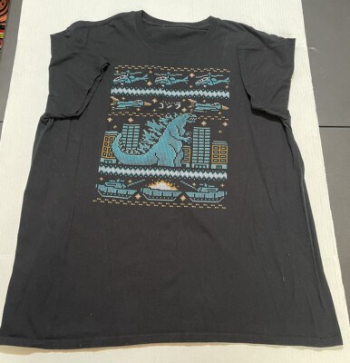 Men's 8-Bit Godzilla Graphic T-Shirt Size Large Color Black-image