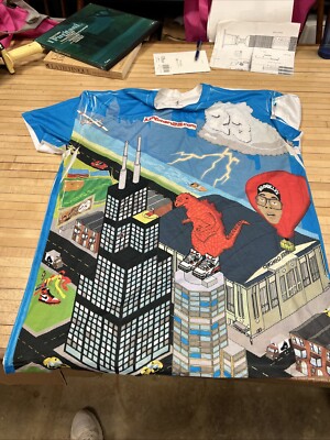 RARE Nike JumpMan VS Godzilla T-Shirt NBA Spike Lee Air Jordan Mens 3XL T Shirt-image