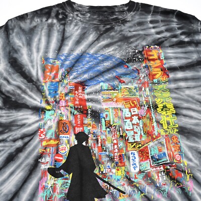 Threadless Godzilla Graphic T-Shirt Small Anime Neon Kaiju City By Kooky Love-image