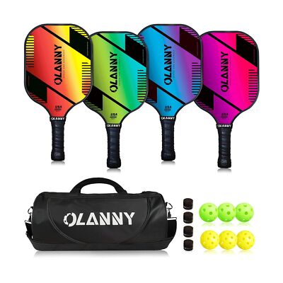 Graphite Pickleball Paddles Set- Premium Rackets Fiber Face & Polymer Honeyco...-image